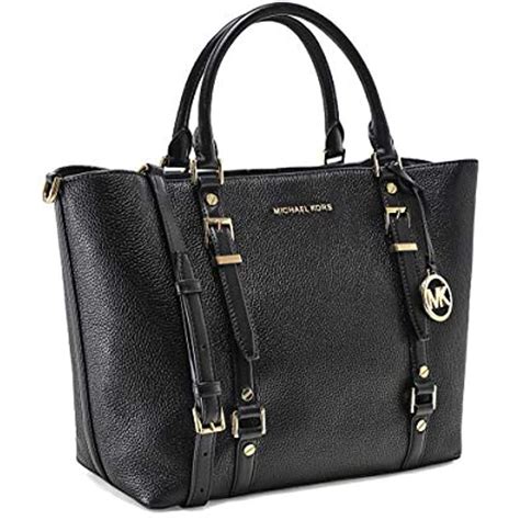 michael kors large black leather satchel|michael kors white manhattan bag.